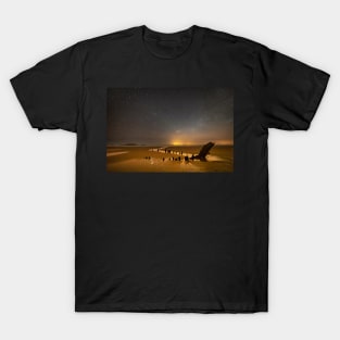 Helvetia Wreck and Worms Head at Night T-Shirt